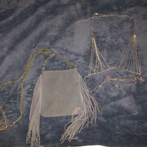 Fringe side bag and chain bra set!